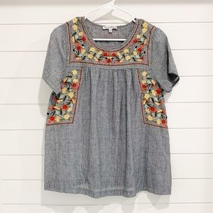 Embroidered Babydoll Top